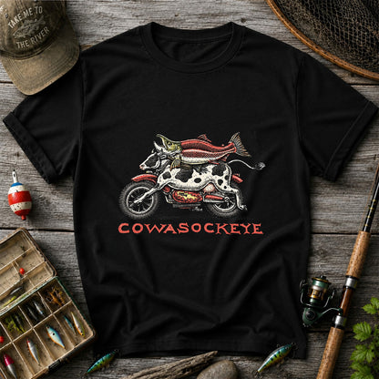 Cowasockeye Trout Motorcycle Funny Fishing Graphic T-Shirt
