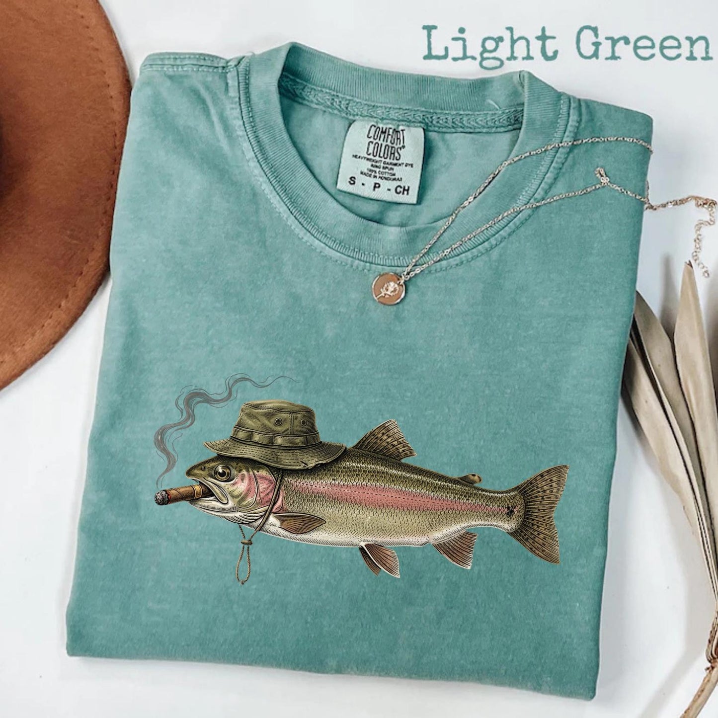 Vintage Smoking Hat Angler Fishing Shirt
