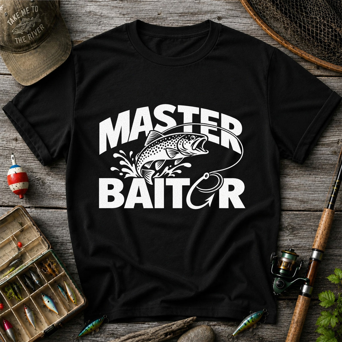 Master Baiter Funny Trout and Fishing Hook T-Shirt