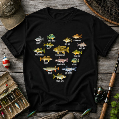 Freshwater Fish Species Chart Fishing Graphic T-Shirt
