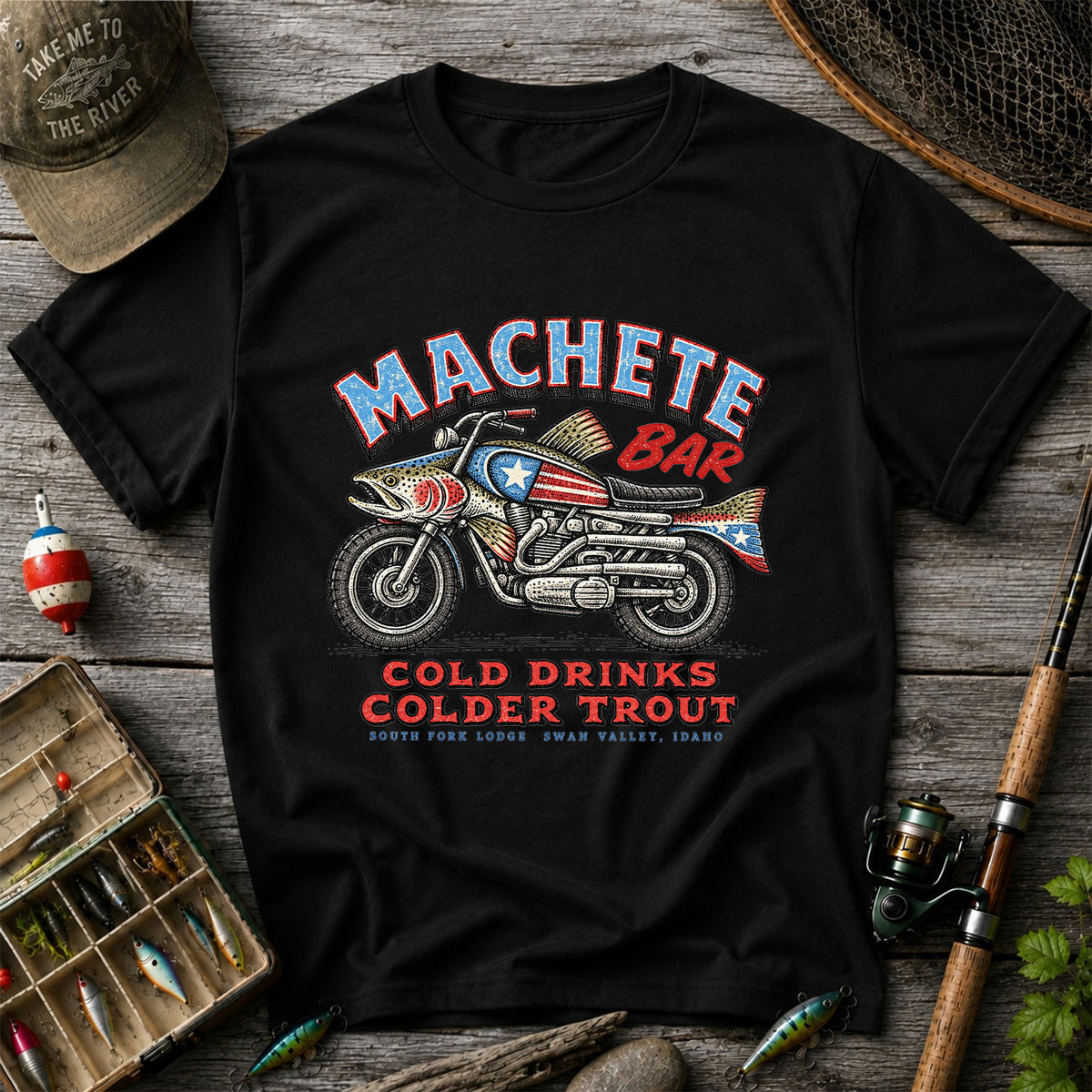 Machete Bar Cold Drinks Colder Trout Fishing T-Shirt
