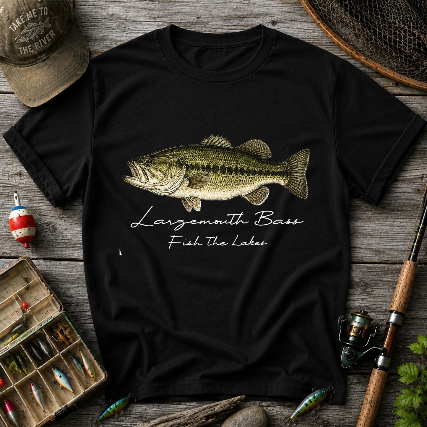 Largemouth Bass Fishing T-Shirt Fish The Lakes Vintage Bass Angler Tee