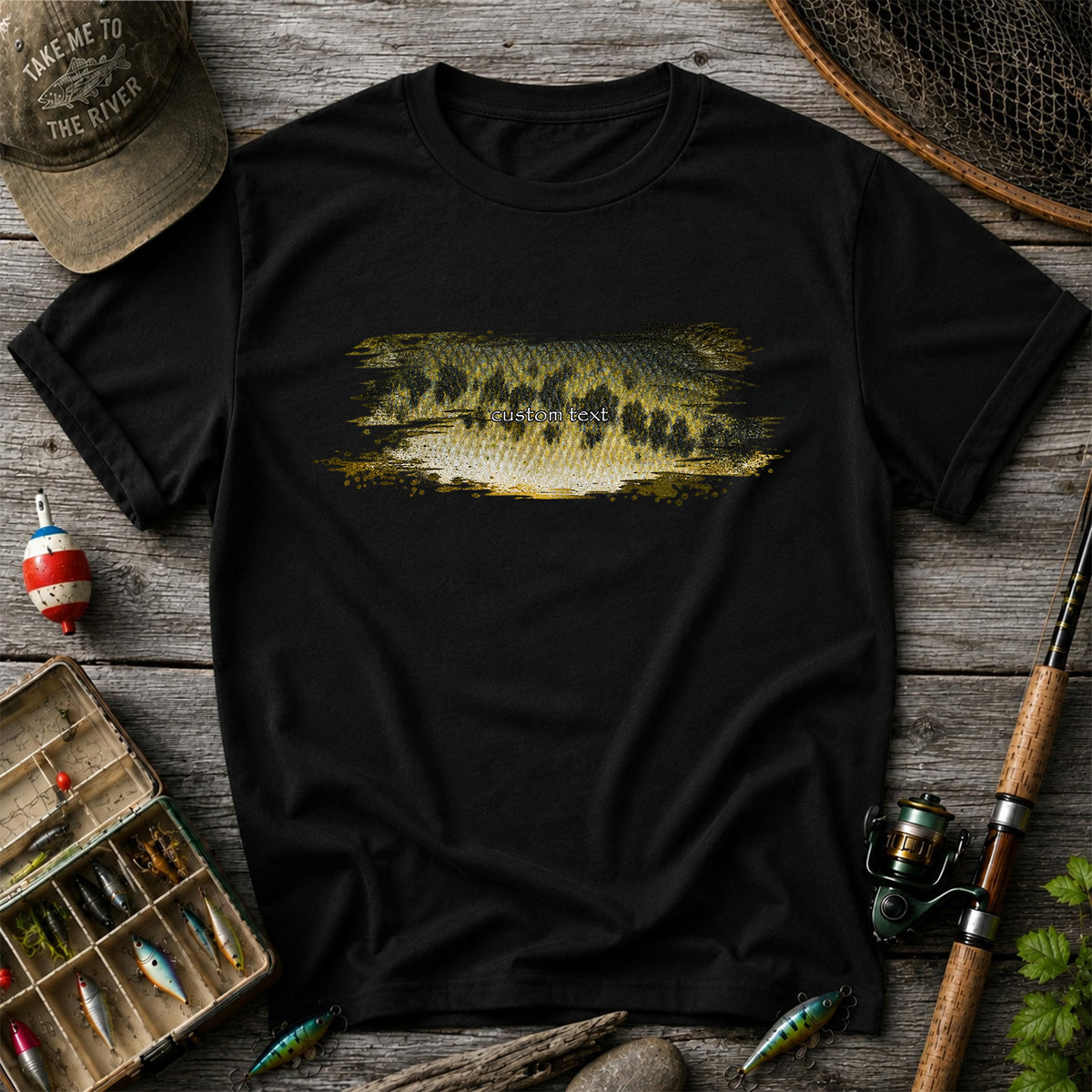 Custom Text Bass Fishing Graphic T-Shirt