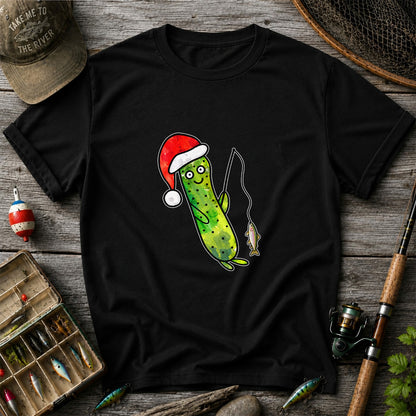 Santa Hat Cucumber Fishing for Trout Graphic T-Shirt