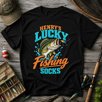 Henry's Lucky Fishing Socks Jumping Bass Graphic T-Shirt