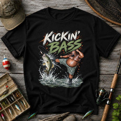 Kickin' Bass Funny Bass Fishing Graphic T-Shirt
