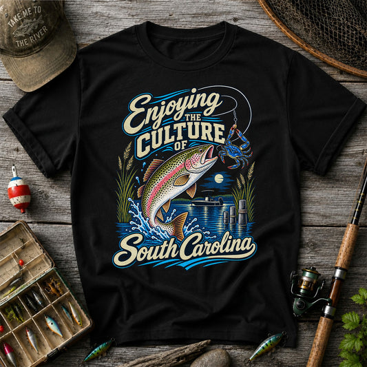 Enjoying the Culture of South Carolina Trout and Crab Fishing T-Shirt