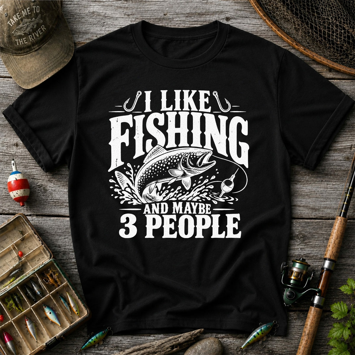 Funny Trout Fishing Three People Graphic T-Shirt