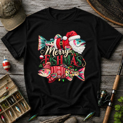 Merry Fishmas Santa Fish Christmas Fishing Graphic T-Shirt