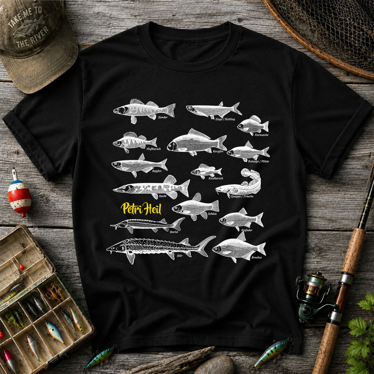 German Freshwater Fish Species Chart Fishing Graphic T-Shirt