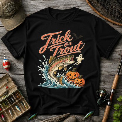 Trick or Trout Halloween Trout Fishing Graphic T-Shirt