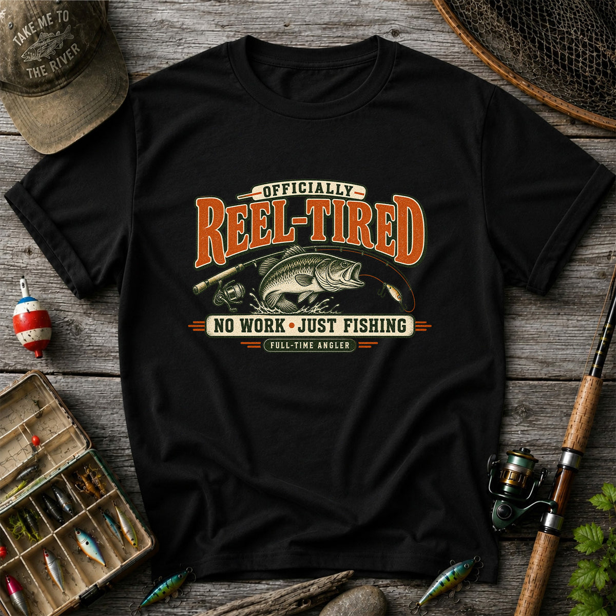 Retired Bass Fishing No Work Graphic T-Shirt