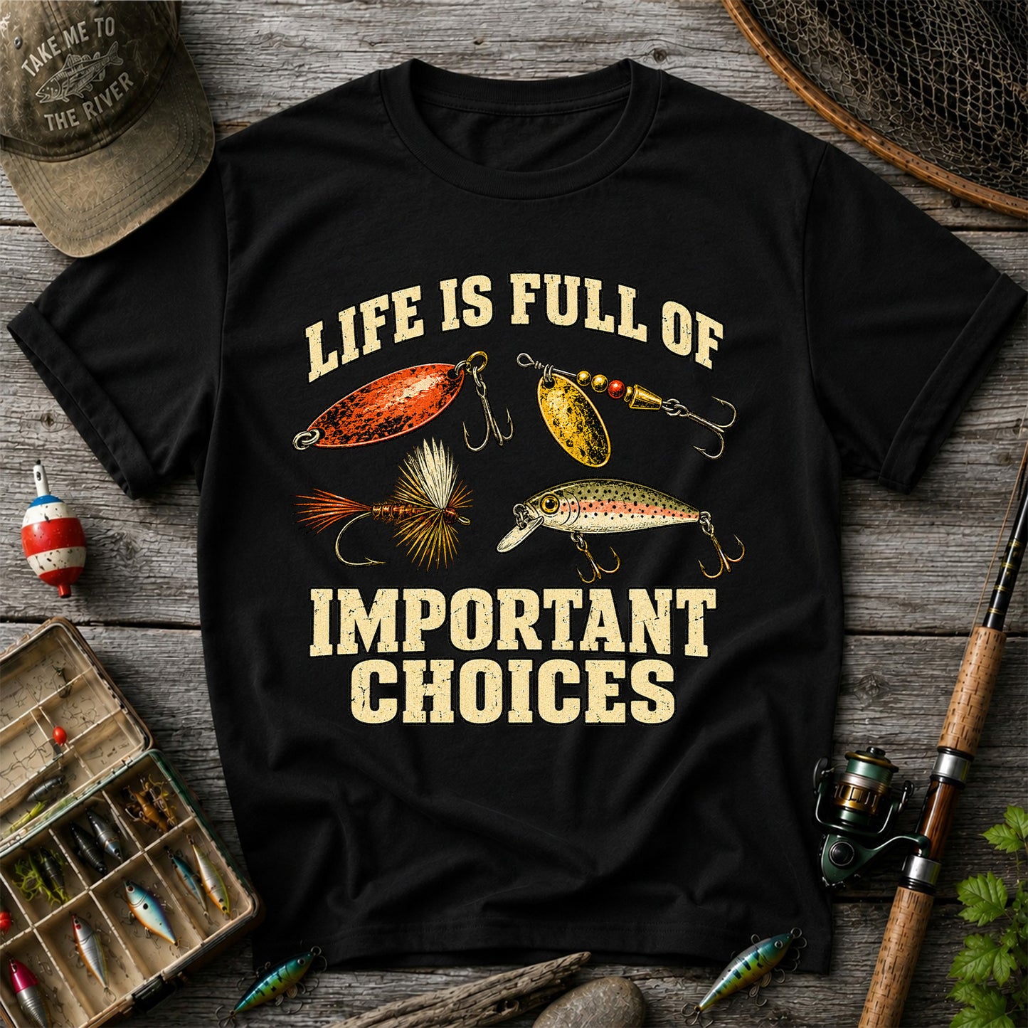 Life Is Full of Important Choices Funny Fishing Lures T-Shirt