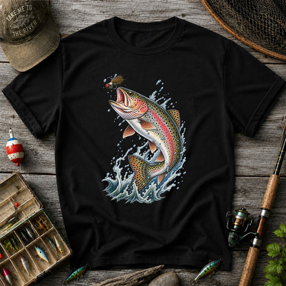 Rainbow Trout Leaping for a Fly Fishing Graphic T-Shirt
