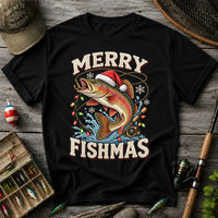 Merry Fishmas Santa Hat Rainbow Trout Fishing T-Shirt