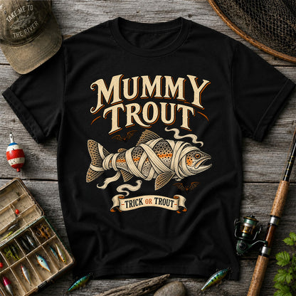 Mummy Trout Trick or Trout Halloween Fishing T-Shirt