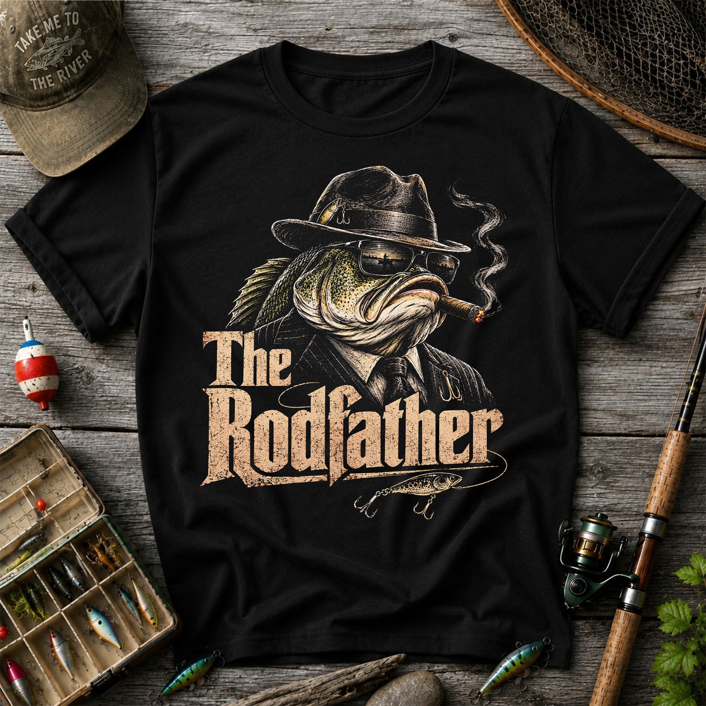 The Rodfather Funny Bass Fishing Shirt