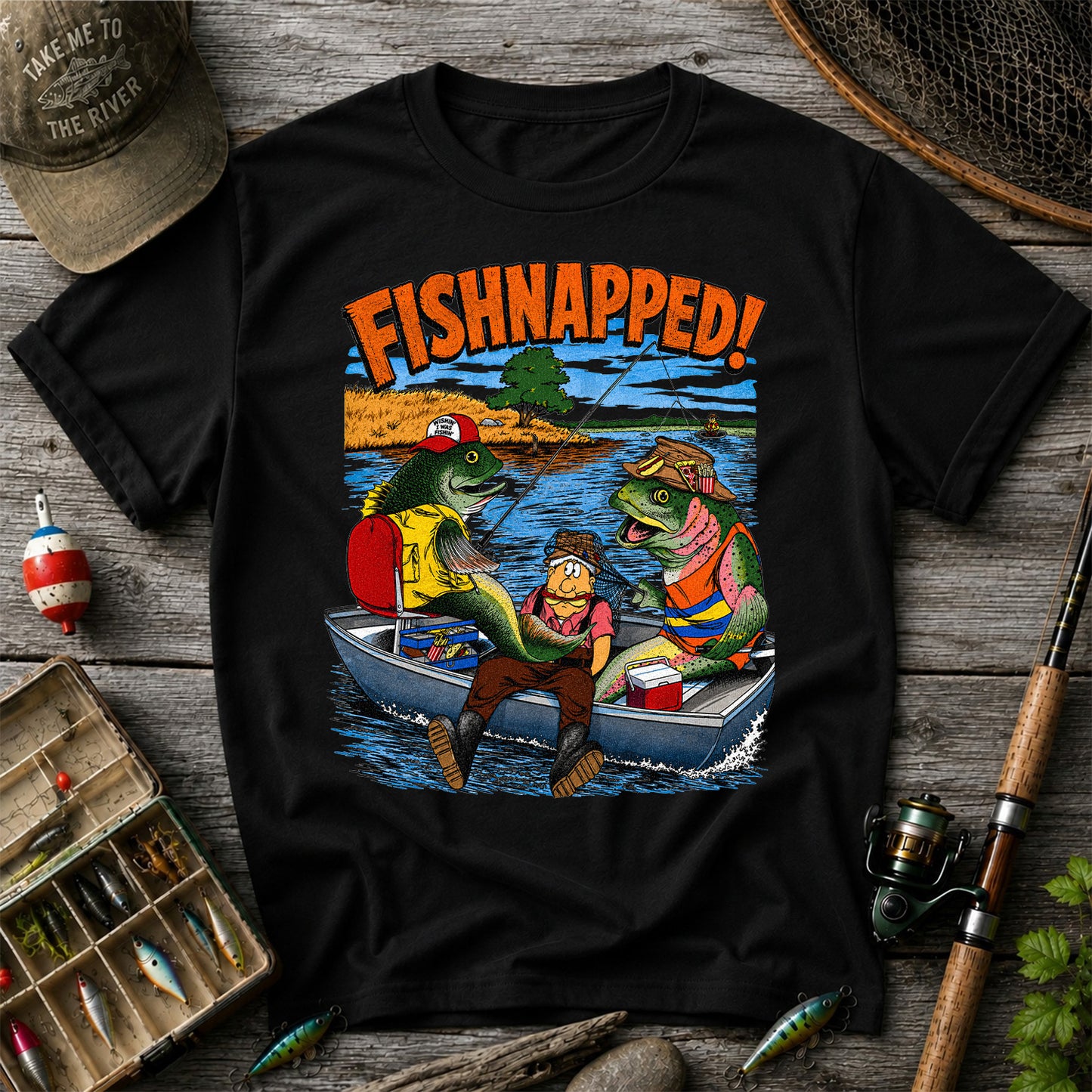 Fishnapped Funny Fish Kidnapping Angler Fishing T-Shirt