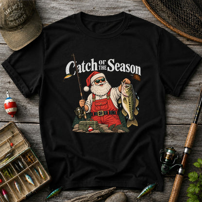 Catch of the Season Santa Bass Fishing Christmas T-Shirt