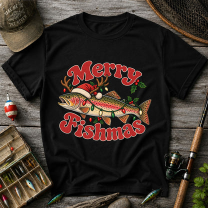 Merry Fishmas Reindeer Rainbow Trout Christmas Fishing T-Shirt
