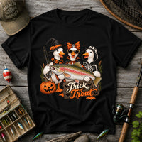 Trick of Trout Halloween Ducks with Rainbow Trout Fishing T-Shirt