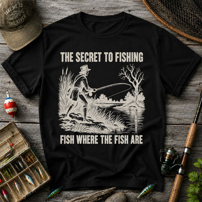 The Secret to Fishing Fish Where the Fish Are Graphic T-Shirt