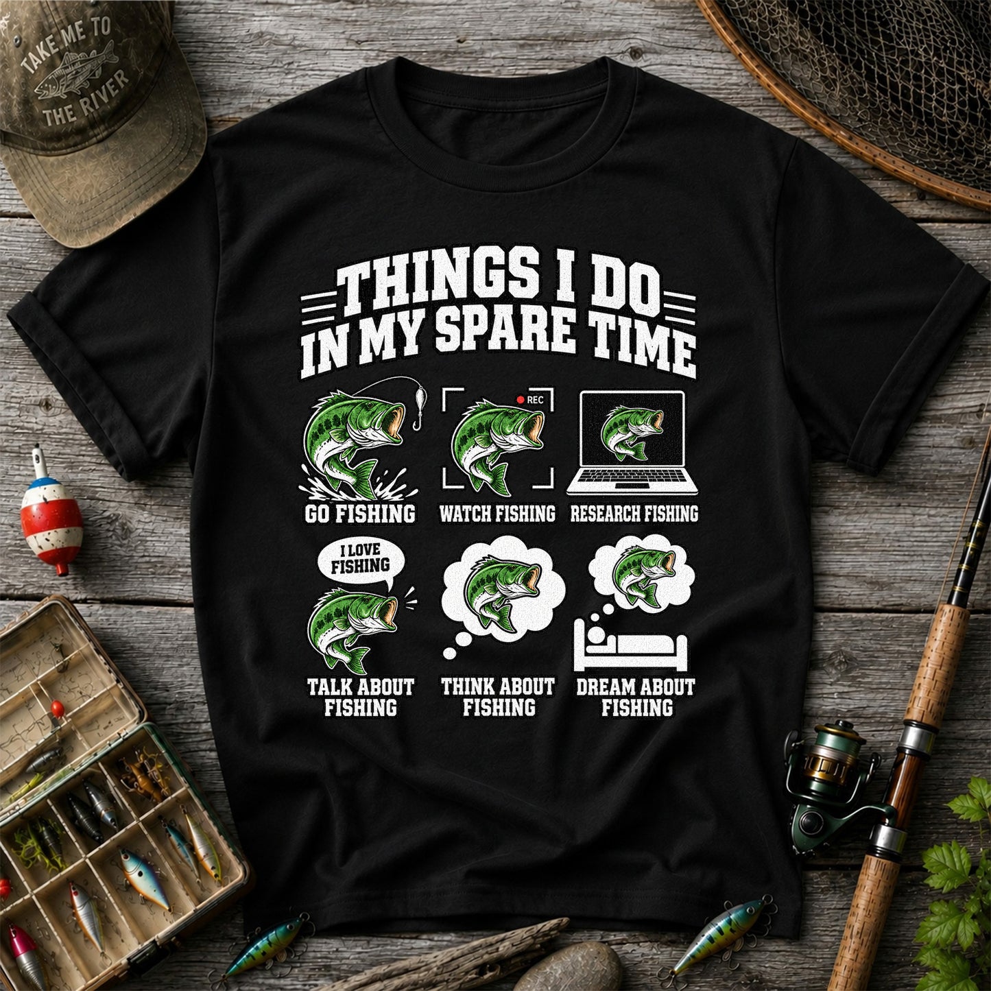 Things I Do in My Spare Time Funny Bass Fishing T-Shirt