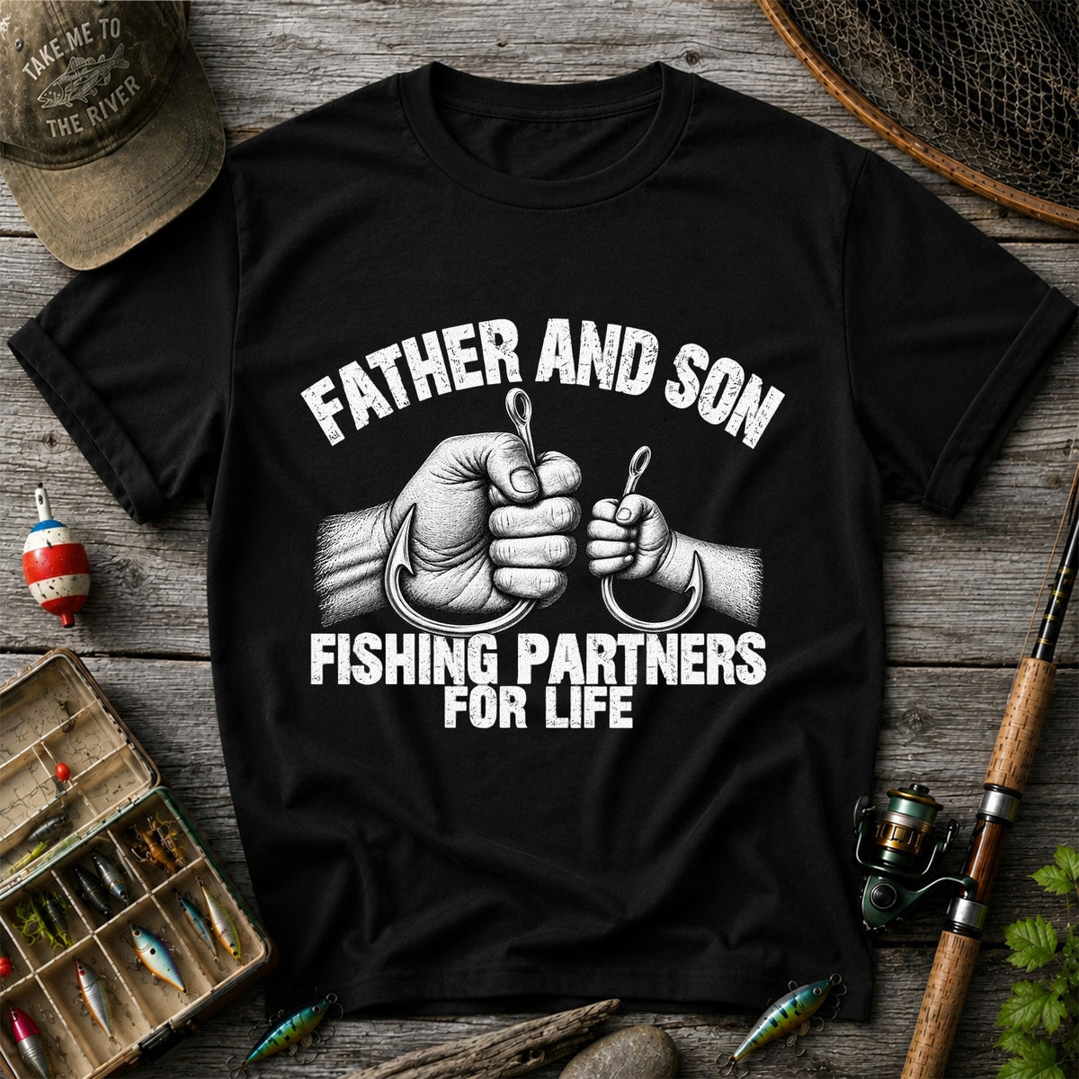 Father and Son Fishing Partners for Life Graphic T-Shirt