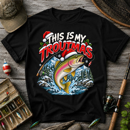This Is My Troutmas Rainbow Trout Christmas Fishing T-Shirt
