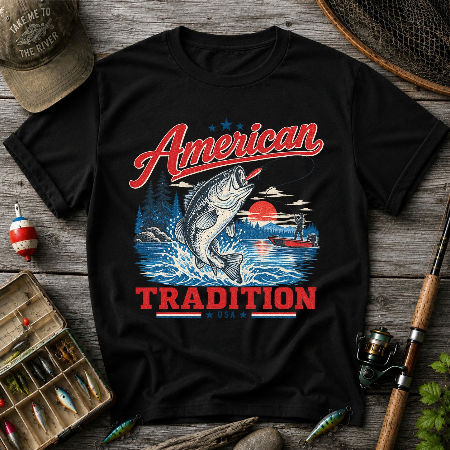 American Tradition Bass Fishing Graphic T-Shirt