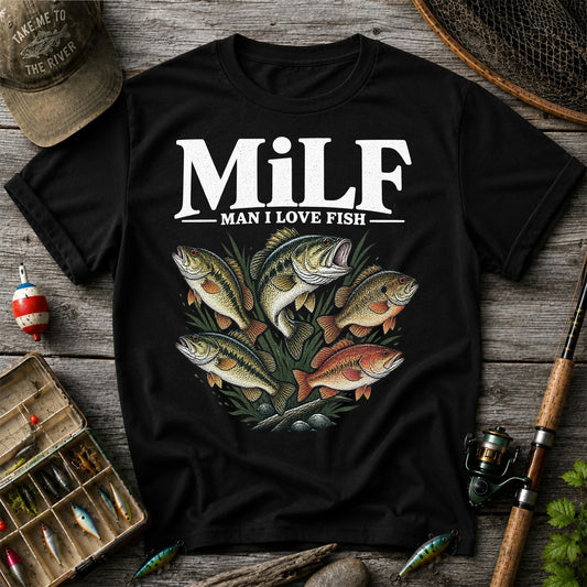 MiLF Man I Love Fish Five Bass Funny Fishing T-Shirt