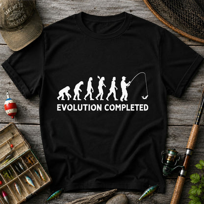 Evolution Completed Angler Silhouette Funny Fishing T-Shirt