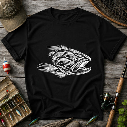 Fly Fishing Fish Design Graphic T-Shirt