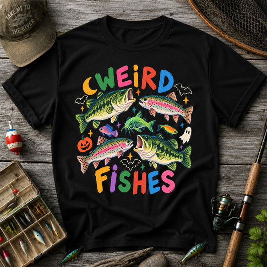 Weird Fishes Halloween Bass and Rainbow Trout Fishing T-Shirt
