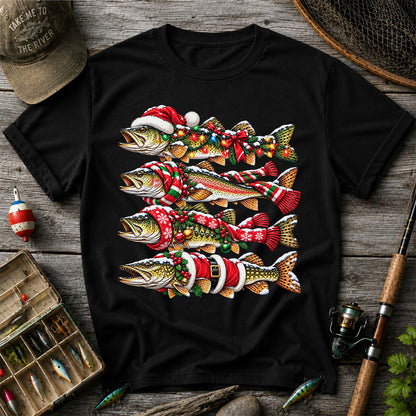 Christmas Trout Fishing Holiday Graphic T-Shirt