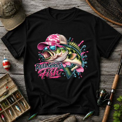 Reel Girls Fish Pink Largemouth Bass Fishing T-Shirt
