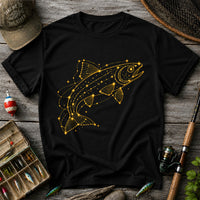 Celestial Trout Constellation Line Art Fishing Graphic T-Shirt