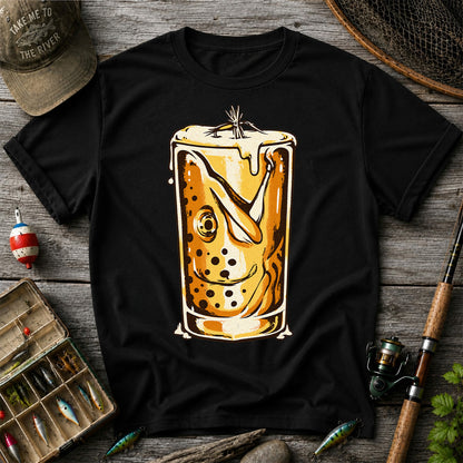 Vintage Trout in a Beer Glass Fishing Graphic T-Shirt