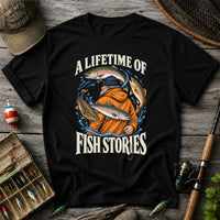 A Lifetime of Fish Stories Angler and Trout Fishing Graphic T-Shirt