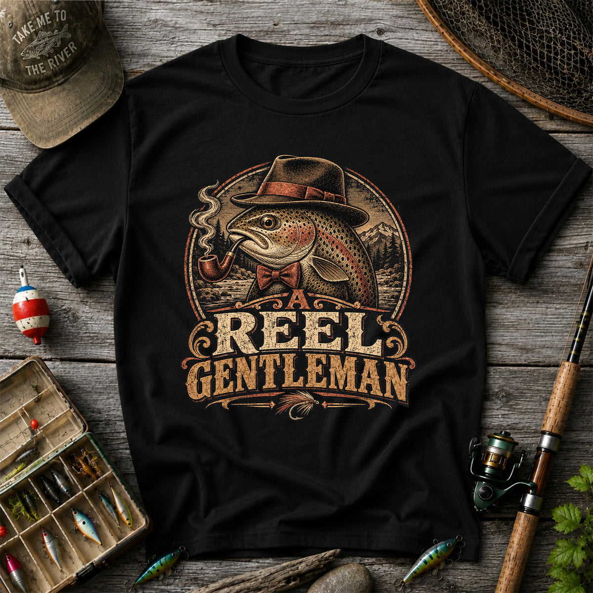A Reel Gentleman Trout Fishing Vintage Graphic T-Shirt