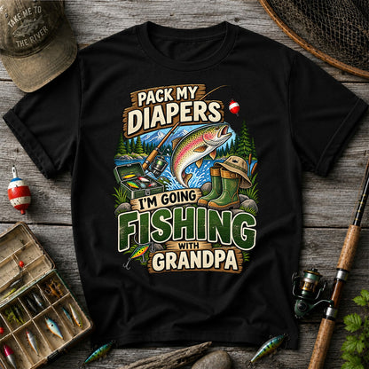 Pack My Diapers I'm Going Fishing With Grandpa Rainbow Trout T-Shirt