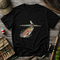 Rainbow Trout Rising to Mayfly Fishing Graphic T-Shirt