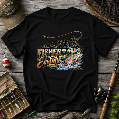 Fisherman Evolution Rainbow Trout Fly Fishing Graphic T-Shirt