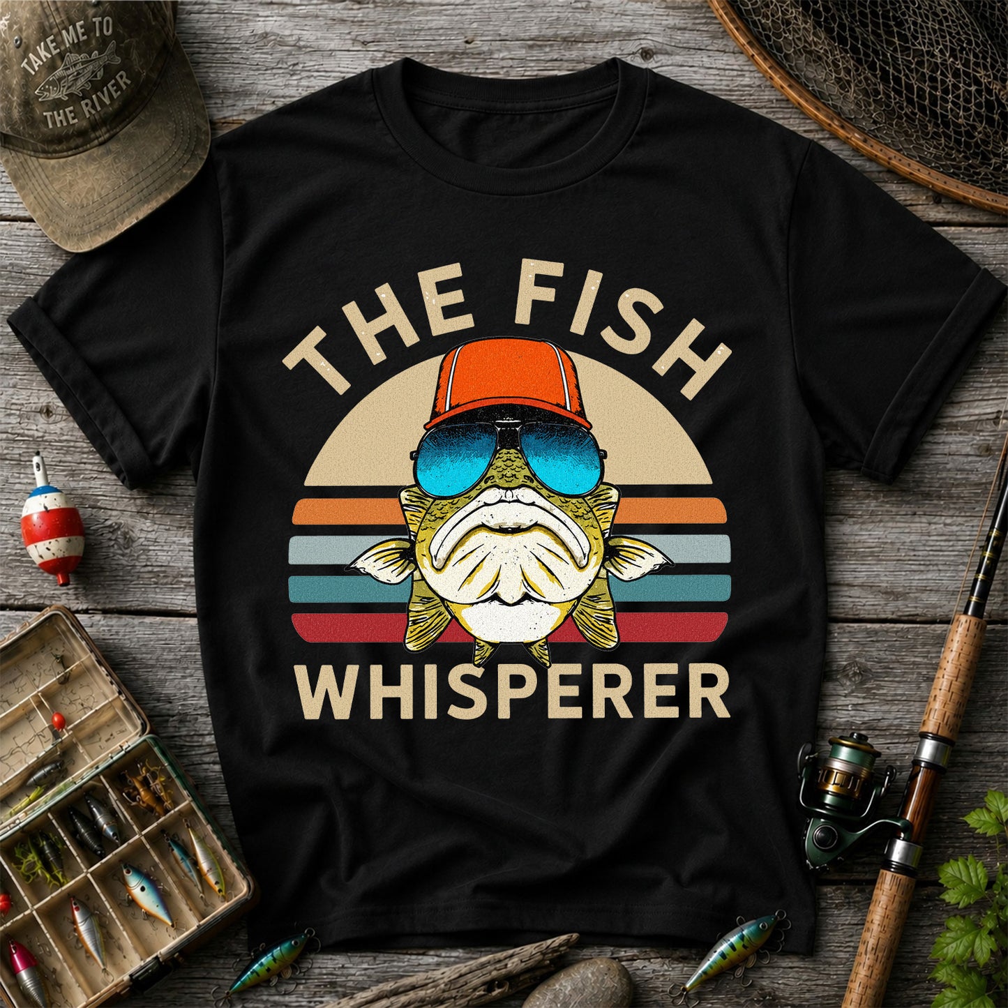 The Fish Whisperer Bass in Sunglasses Funny Fishing T-Shirt