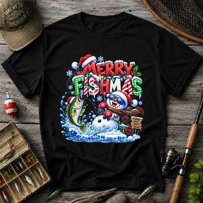 Merry Fishmas Christmas Fishing Graphic T-Shirt