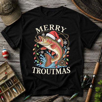 Merry Troutmas Rainbow Trout Christmas Fishing T-Shirt