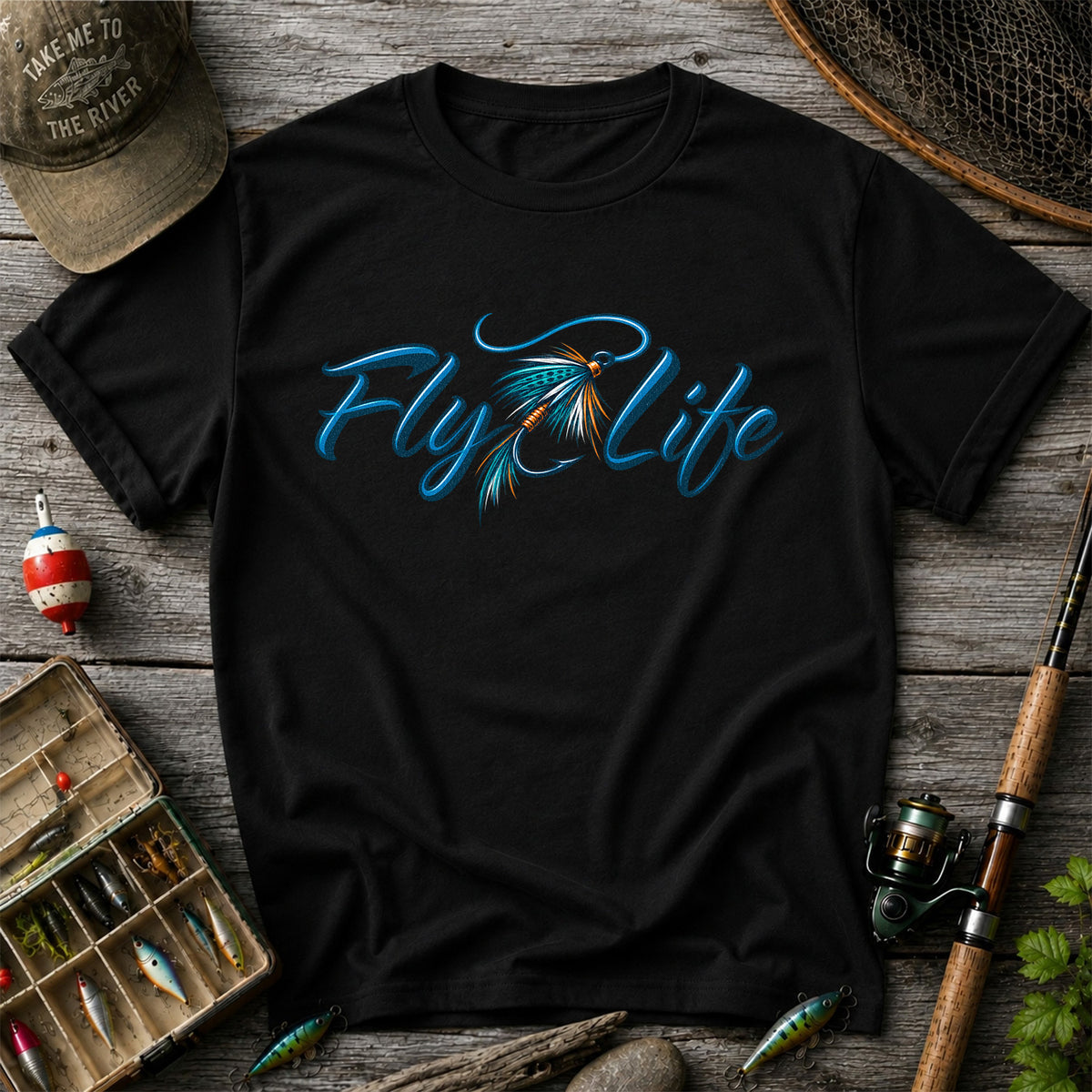 Fly Life Fishing Lure Graphic T-Shirt