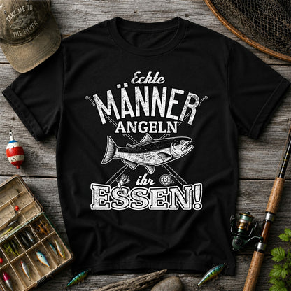 Echte Männer Angeln Ihr Essen Funny Fishing T-Shirt