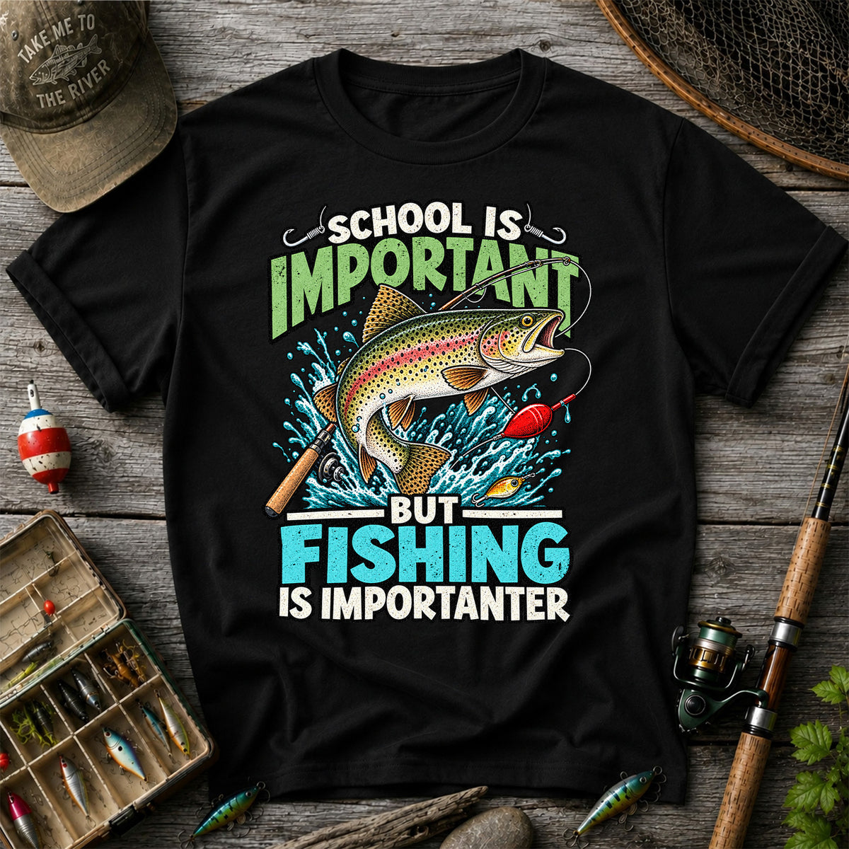 School Is Important But Fishing Is Importanter Rainbow Trout T-Shirt