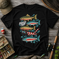 Something Fishy Trout and Snorkeler Fishing Graphic T-Shirt